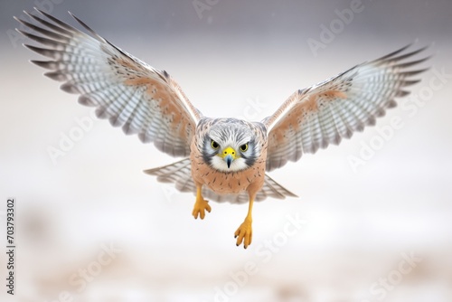 kestrel with focused eyes hovering in search of prey photo