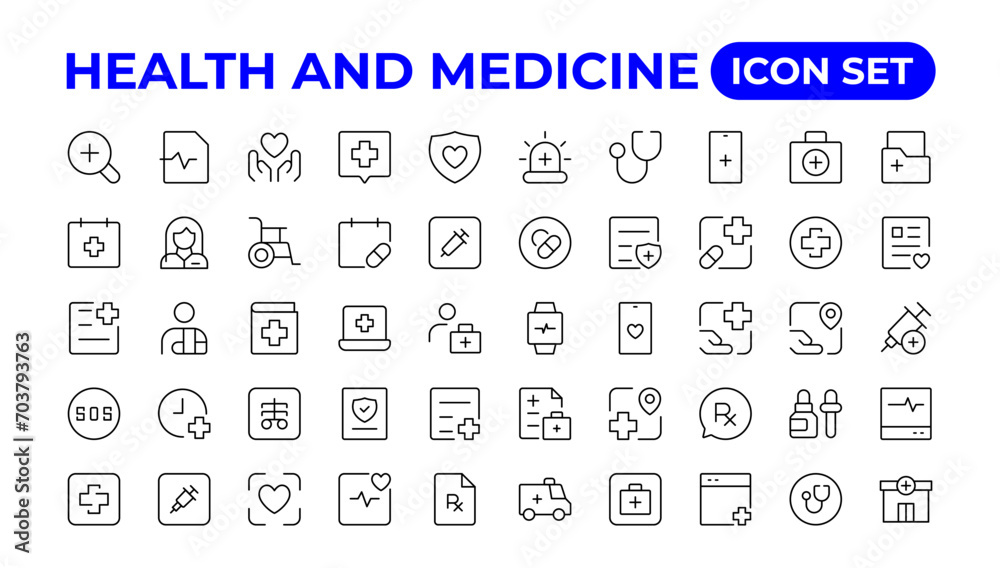  Medical and Health flat icons. Collection health care medical sign icons