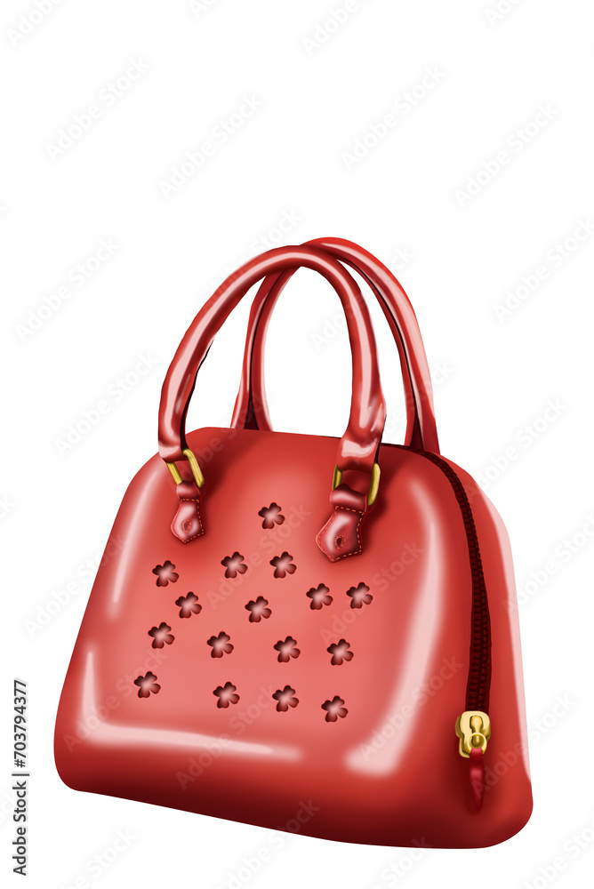 Design of a small red women's handbag for cosmetics Design of a small red women's handbag for cosmetics