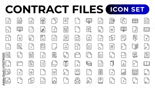 Document line icon set. Files symbol collection.Outline icon collection.