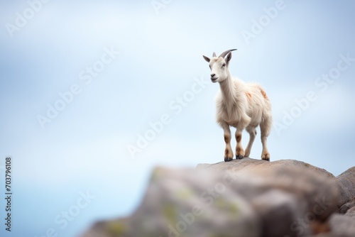 majestic goat perched on a granite outcrop © primopiano