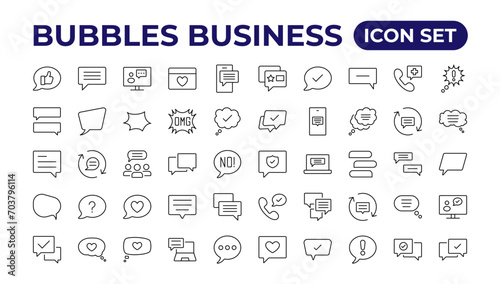 Speech bubbles icon set.Bubbles Business icon.Outline icon collection.