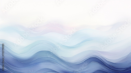 Abstract watercolour texture background. Watercolor wallpaper with waves in blue and white colours.