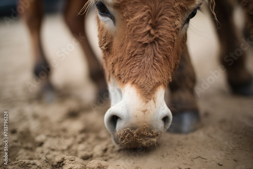 close-up on mules dust-covered fur photo