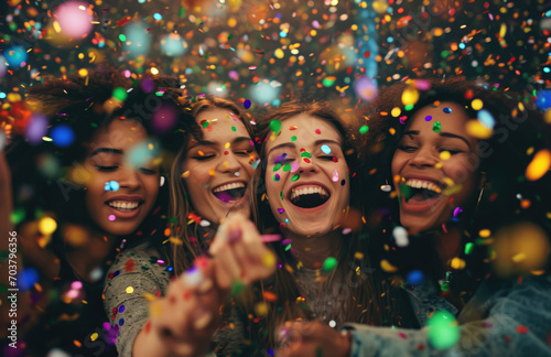 group of women celebrating new year at a party