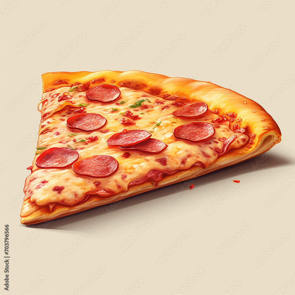 pepperoni pizza slice. Fast food Illustration. Photorealistic