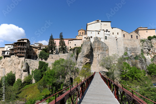 Historic city of Cuenca, with bridge over Huecar River ravine, Spain photo