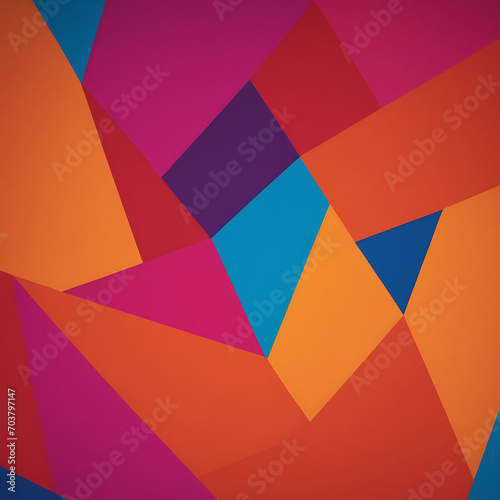 Cubist-inspired patterns in a fusion of colors  including shades of orange  blue  and magenta  creating a visually dynamic and abstract background