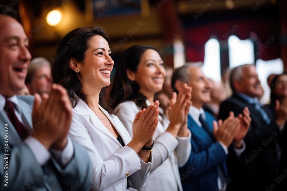 audience in formal attire clapping in theater audience in formal attire clapping in theater