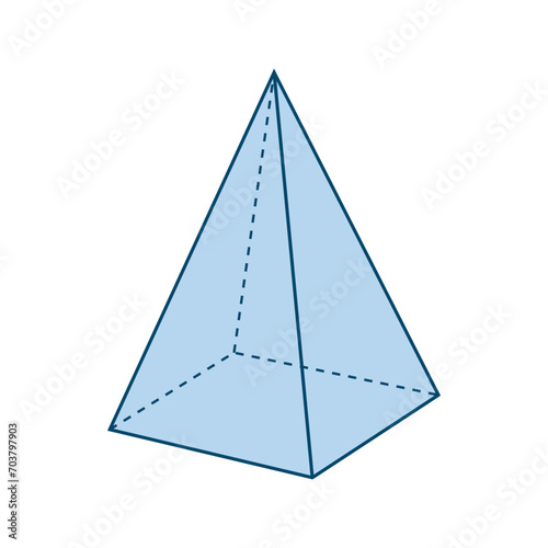 Right rectangular pyramid. Apex, lateral face and base. Mathematics resources for teachers and students.