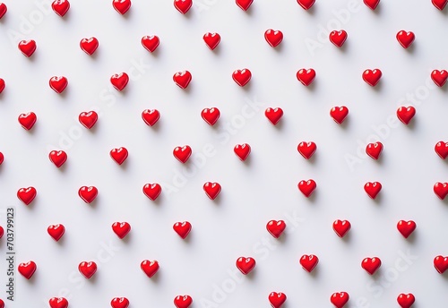 Sea of Love: Lots of red and white heart shaped ribbons symbolizing passion, affection and the celebration of Valentine's Day.