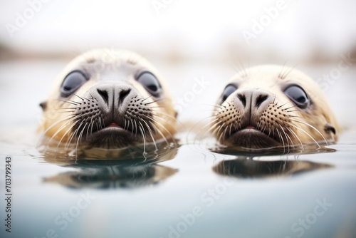 seals heads popping up from the water