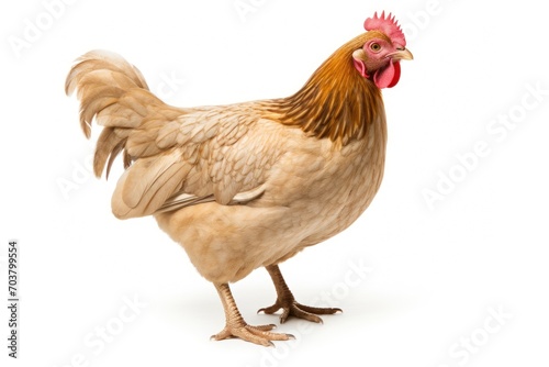 A whole, unprocessed fowl, isolated against a white background, showcasing the natural and uncooked appearance of the poultry.