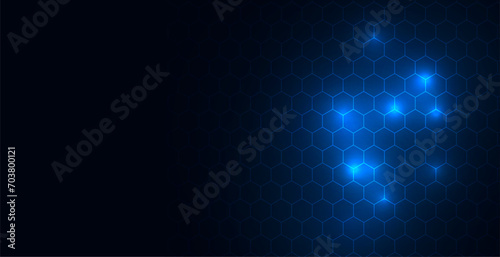 glowing hexagonal pattern digital background for web data visualization photo