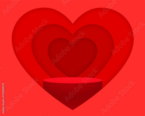 valentines day heart background with empty podium platform