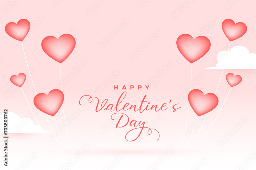 beautiful happy valentine day background with heart balloon
