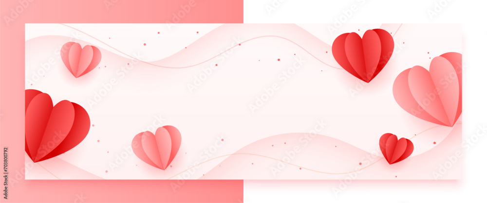 papercut love heart valentines day greeting banner with text space