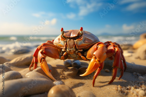 Sandy Dance: Crab in Peach Hues © AIproduction