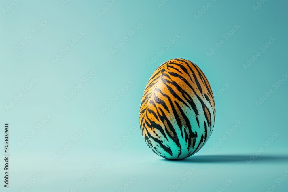 Egg with tiger stripes. AI generative art Egg with tiger stripes. AI generative art