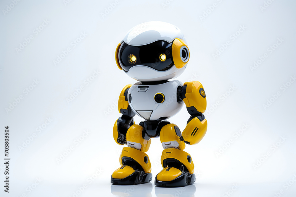 Sleek Robot Toy Isolated on White