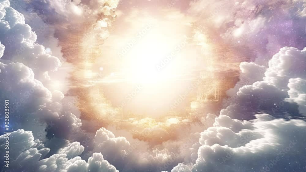Shining sky with clouds, heaven concept