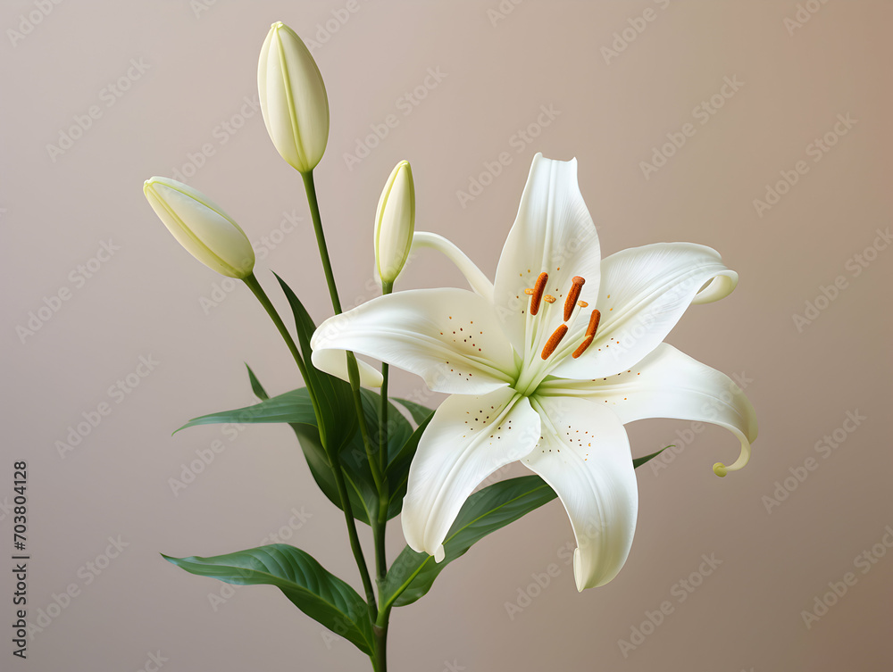 Naklejka premium Lily flower in studio background, single lily flower, Beautiful flower images