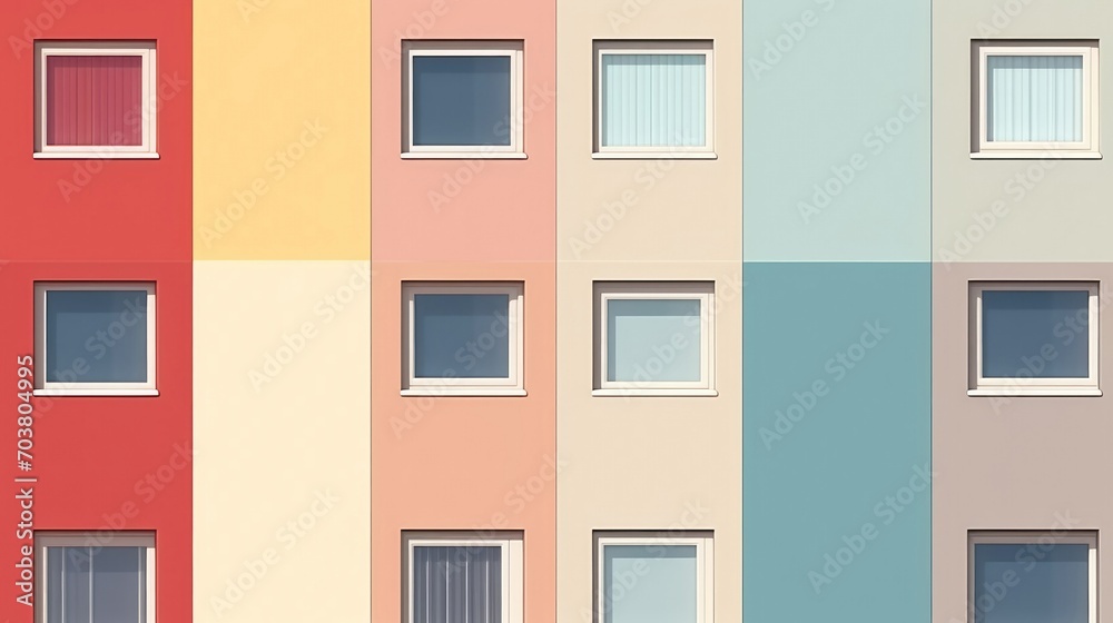 Building structure colorful pastel wall paint swatches house illustration banner.
