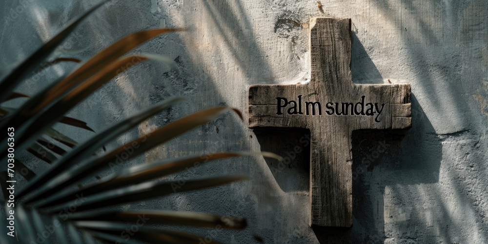 Palm sunday anticipation: preparing hearts with reverence and joy, a space to craft banners that echo the sacred symbolism of triumph, renewal, and spiritual reflection text - obrazy, fototapety, plakaty 