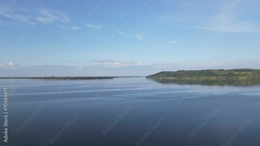 The mouth of the Sura River, here the Sura River flows into the Volga River. The mouth of the Sura River, here the Sura River flows into the Volga River.