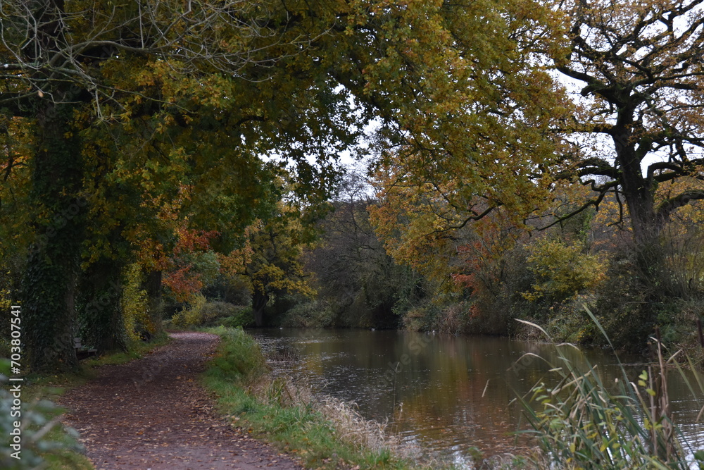a walk along the grand western canal in Tiverton Devon during autumn 