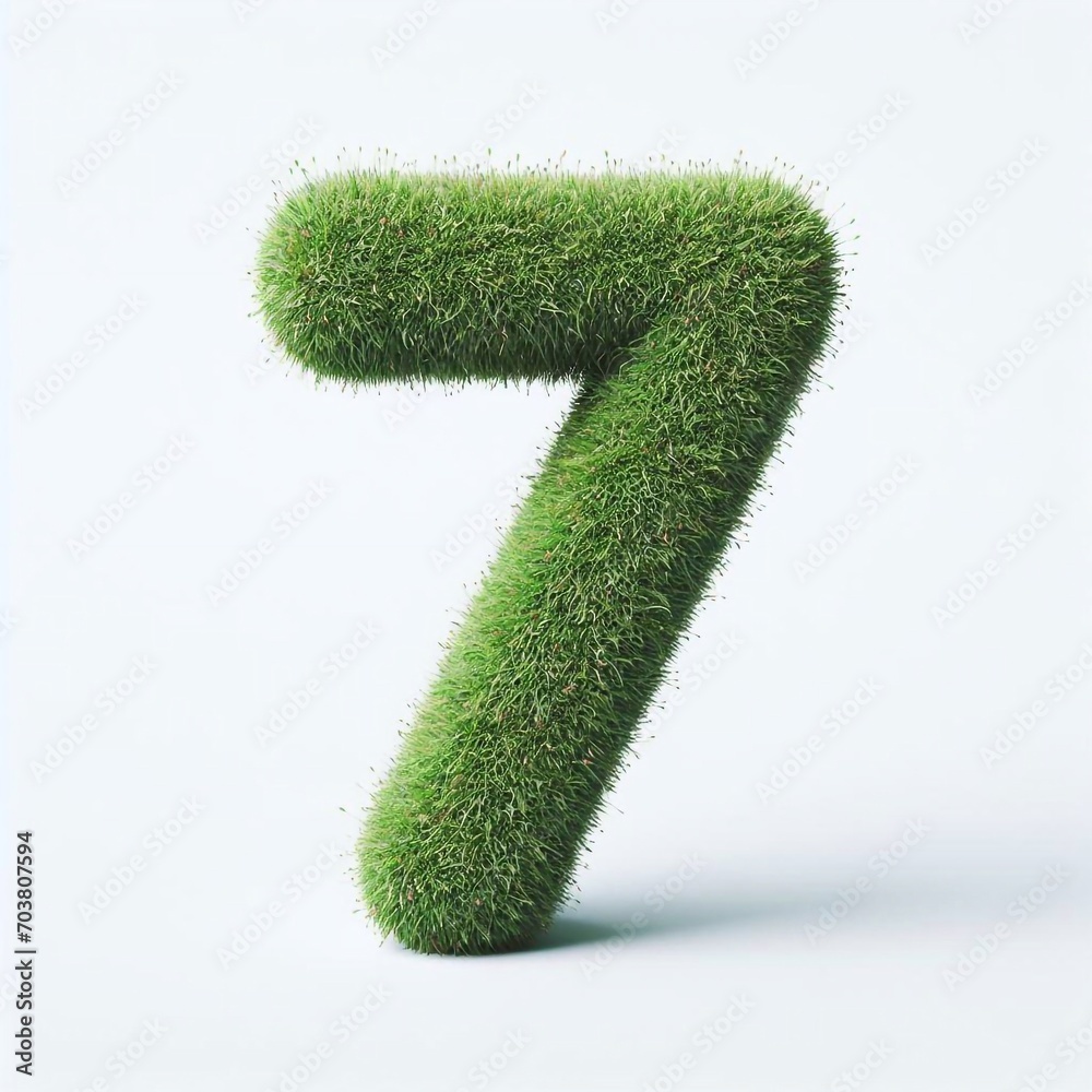 Grass digit 7. AI generated illustration Grass digit 7. AI generated illustration