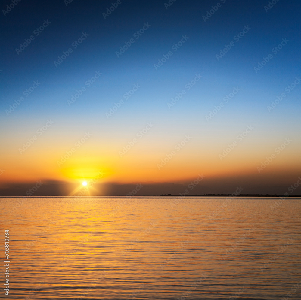 Beautiful sunset over Lake Ellesmere, Canterbury, New Zealand