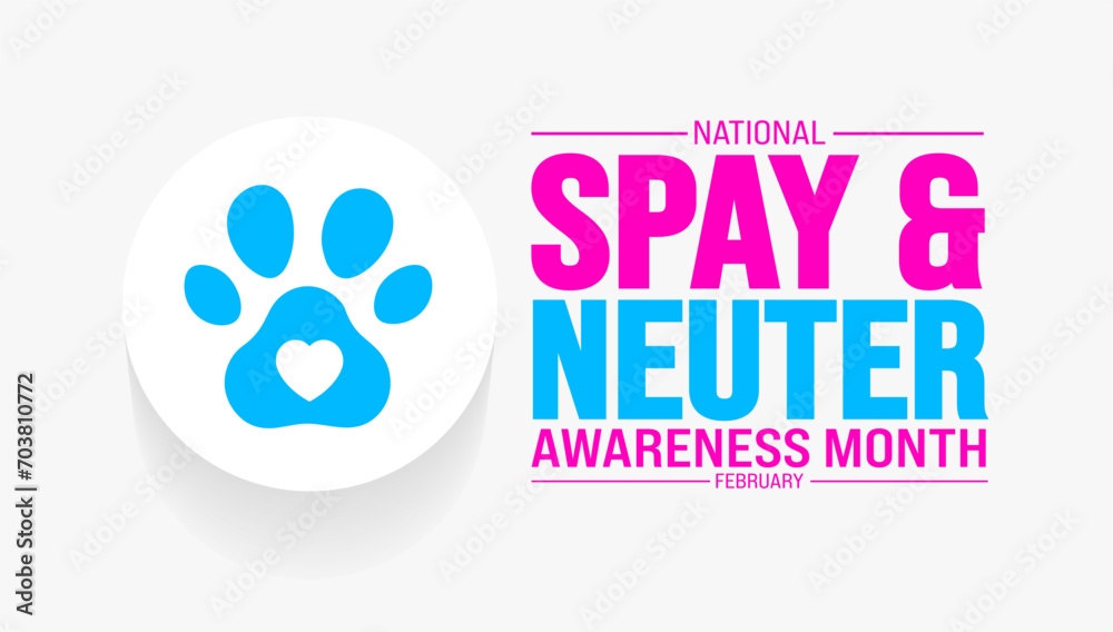 Αυτοκόλλητο February is National Spay Neuter Month background template