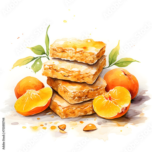 Wallpaper Mural Apricot Almond Bars, Apricot, Food and Sweet dessert, Watercolor illustrations Torontodigital.ca