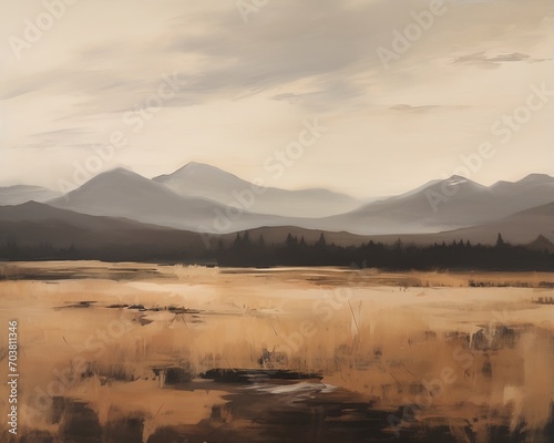 Misty Mountains and Golden Field