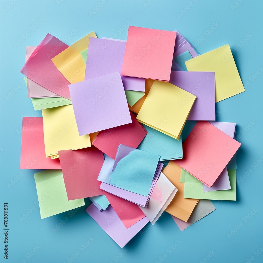 colorful pink yellow green blue post-it with copy space on a blue background
colorful pink yellow green blue post-it with copy space on a blue background