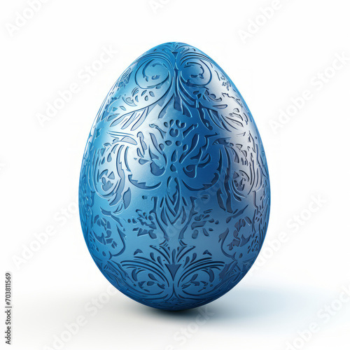 Blue easter egg isolated on white background