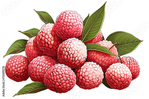 Fresh lychees isolated on PNG Background. Generative Ai. photo