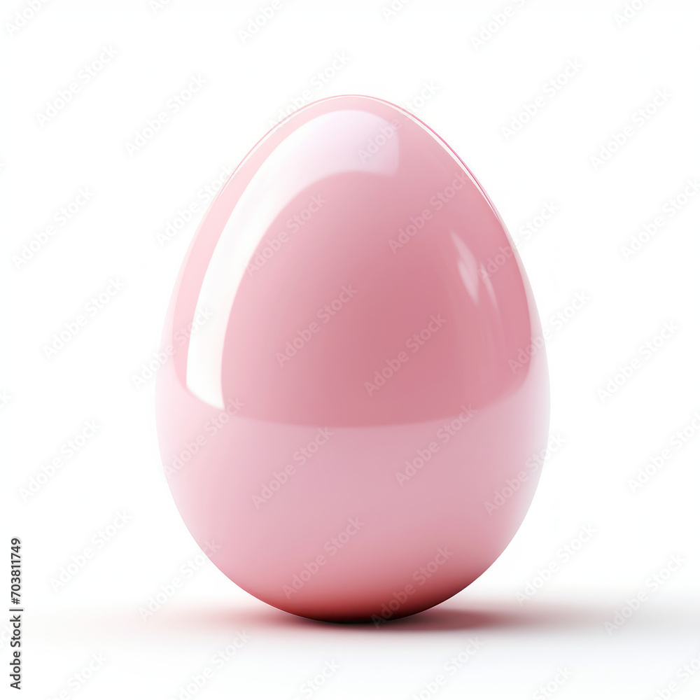 Pink easter egg isolated on white background