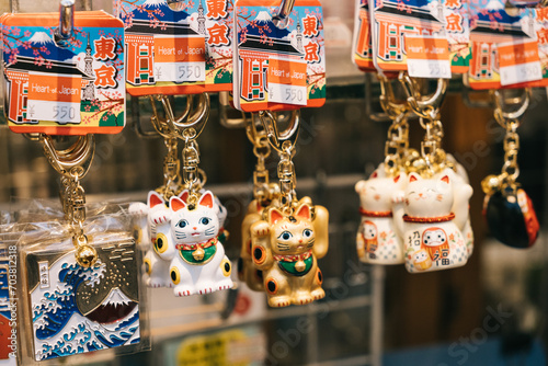 Bild auf Leinwand 日本のお土産　招き猫　お土産　キーホルダー