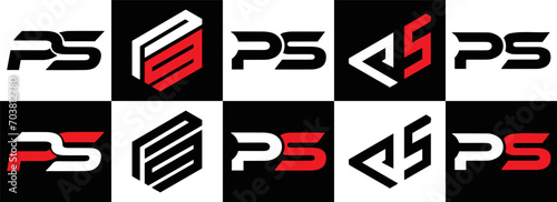 PS set ,PS logo. P S design. White PS letter. PS, P S letter logo design. Initial letter PS letter logo set, linked circle uppercase monogram logo. P S letter logo vector design.	
