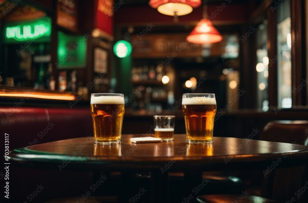 glass of beer on bar counter glass of beer on bar counter