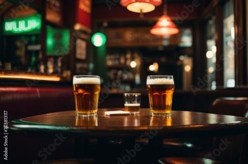 glass of beer on bar counter