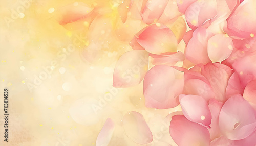 Watercolor pink petal flowers on a yellow background, featuring a creative background. © Clip Arts Fusion 