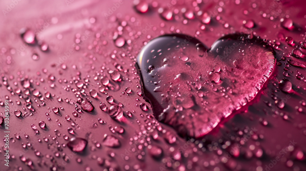 A heart made from droplets of water on a solid colored backdrop, heart, minimalism, Valentine's day, with copy space