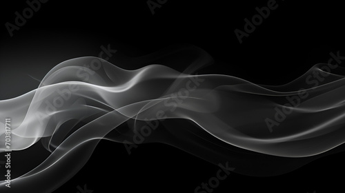 White smoke abstract on black background, fire design. ai generative