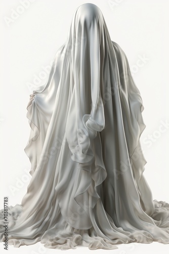 An ethereal being covered with a white cloth