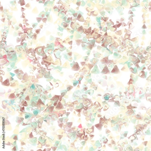 Multiple triangles seamless pattern.Garland of triangles.Clam shell, floral white, coral blue,pink rose and pale blue colors with reflection on the white background.Pattern for wrapping,textile,print.
