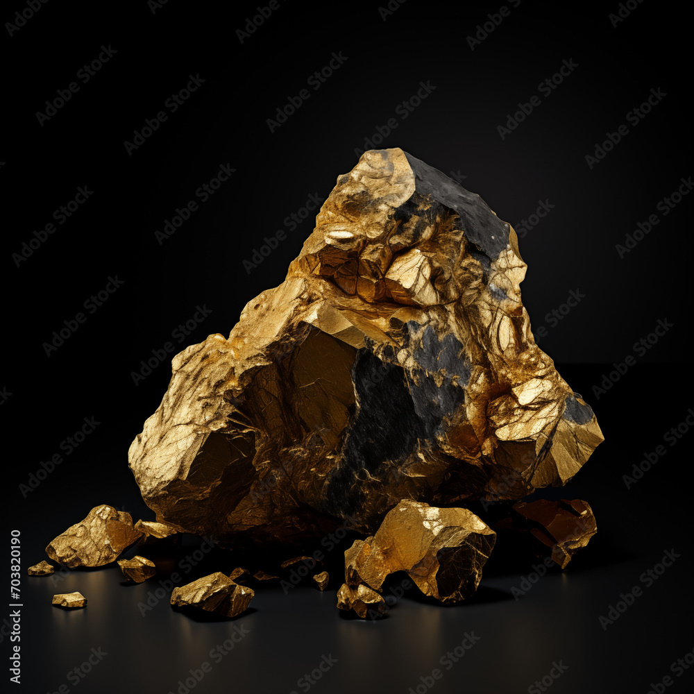 gold mine on black background
