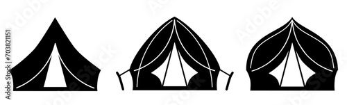 Tent icon. Collection vector illustration of icons for business. Black icon design.